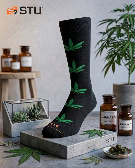 Medias premium STU con diseño de cannabis en color negro