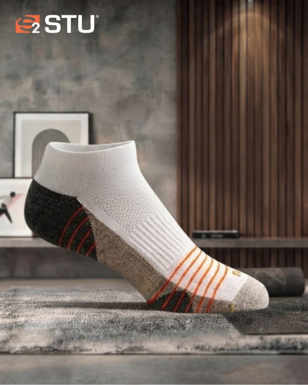 Medias premium STU deportivas Impulso en color Blanco/Naranja